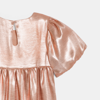 Girl's pink sparkly crêpe dress with balloon sleeves