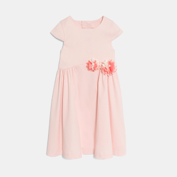 Girl's pink dress with cut-out flowers
