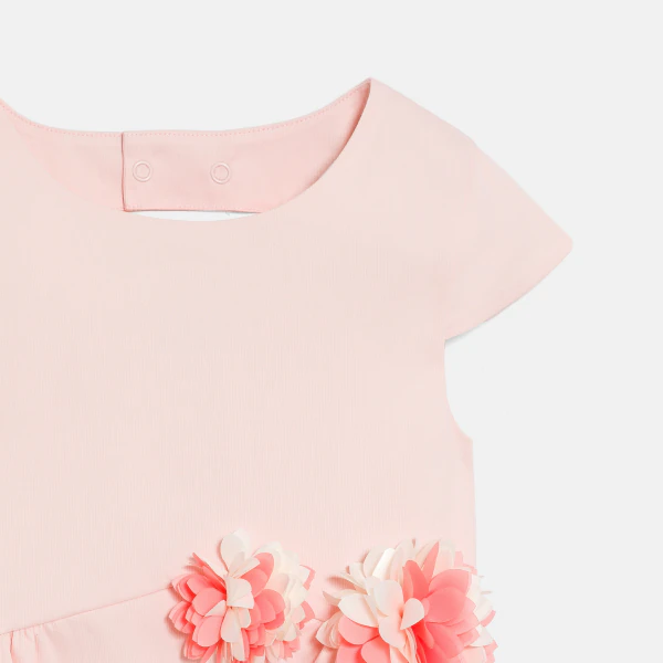 Robe avec fleurs découpées rose Fille