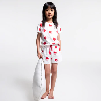 Pyjama-short imprimé cœur blanc Fille