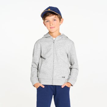 Boy's grey zip-up hoodie