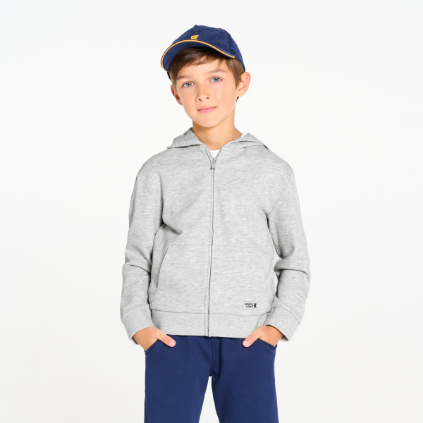Boy's grey zip-up hoodie