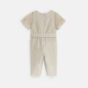 Combi longue irisée manches courtes brodées beige bébé fille
