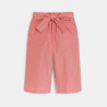 Baby girl's shiny pink wide-leg trousers with bow