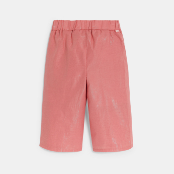 Baby girl's shiny pink wide-leg trousers with bow