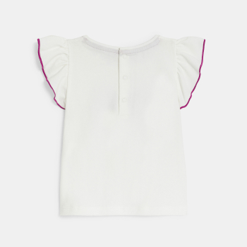 T-shirt manches courtes volantées noeud blanc bébé fille