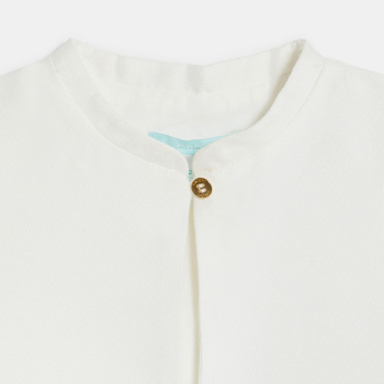 Baby girl's white cape with textured knit