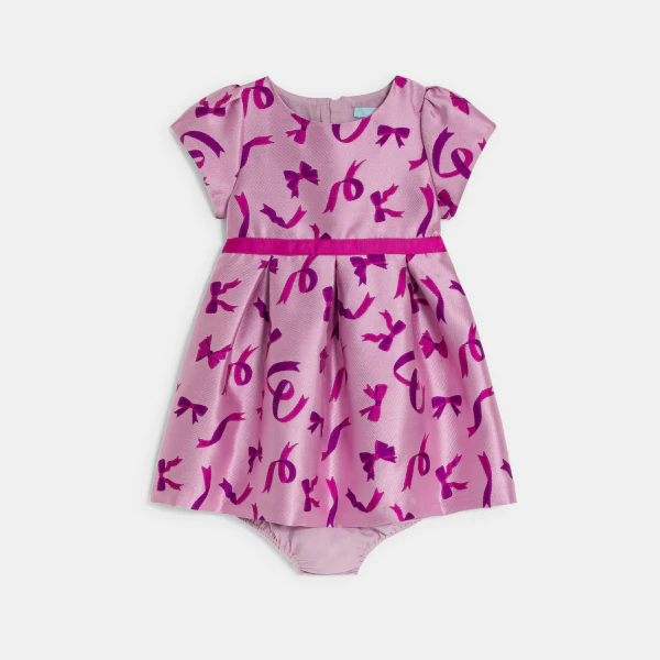 Robe chic nœuds mauve bébé fille