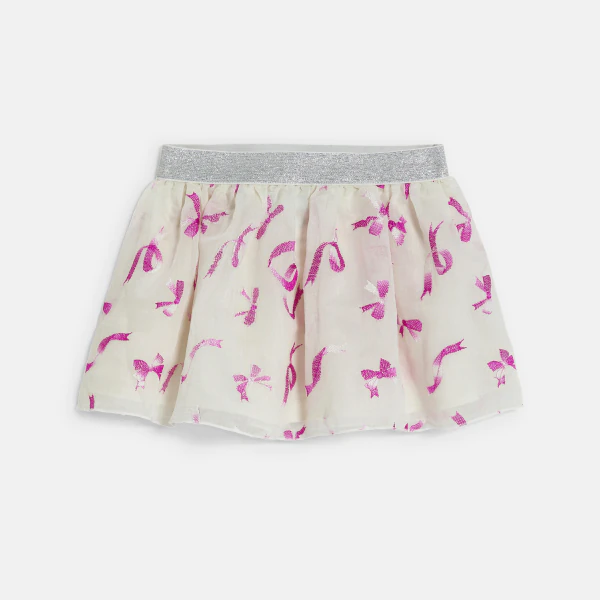 Jupe fluide à nœuds taille brillante rose bébé fille