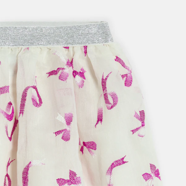 Jupe fluide à nœuds taille brillante rose bébé fille