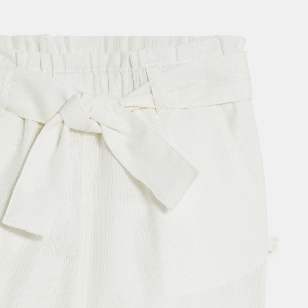 Pantalon fluide taille haute blanc bébé fille