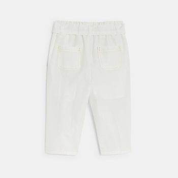 Pantalon fluide taille haute blanc bébé fille