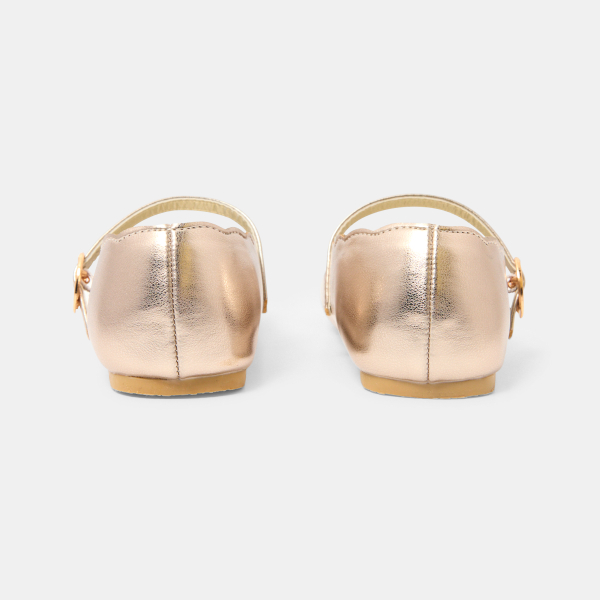 Baby girl's gold ballet flats with strap