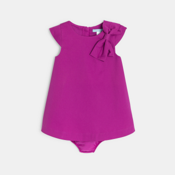 Robe à nœud manches courtes mauve bébé fille