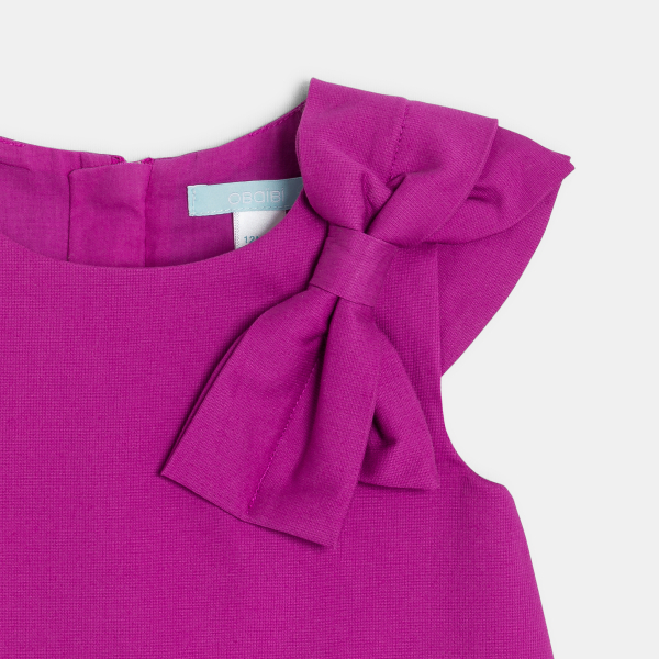 Robe à nœud manches courtes mauve bébé fille