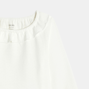 Baby girl's white pointelle long-sleeve T-shirt