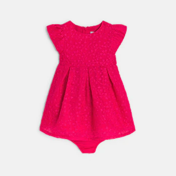 Robe de fête brodée rose bébé fille