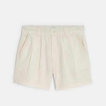 Short lin et coton blanc bébé garçon