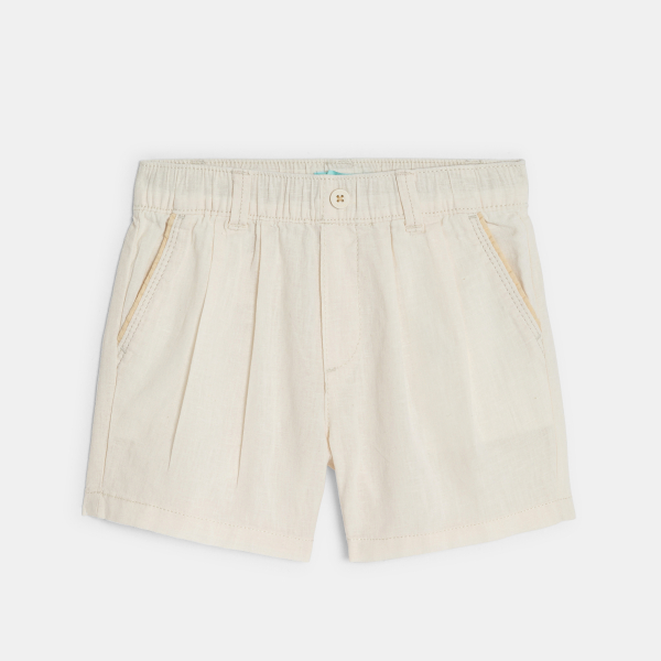 Short lin et coton blanc bébé garçon