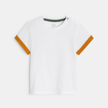 Salopette courte rayée et t-shirt marron bébé garçon