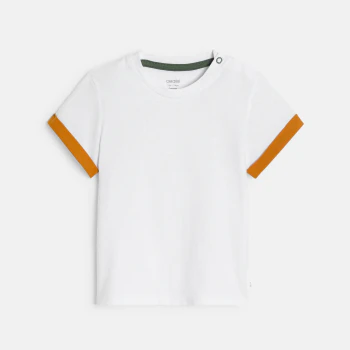 Salopette courte rayée et t-shirt marron bébé garçon