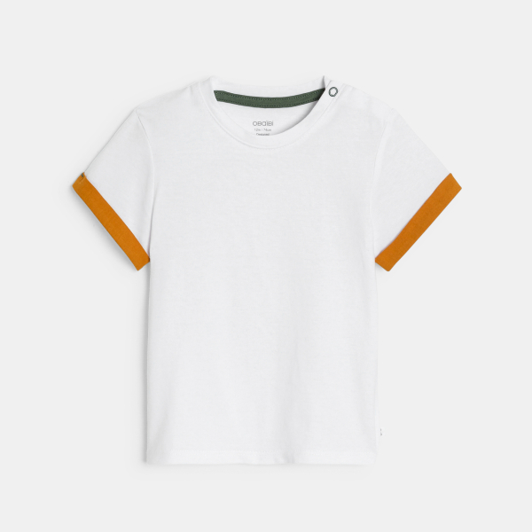 Salopette courte rayée et t-shirt marron bébé garçon