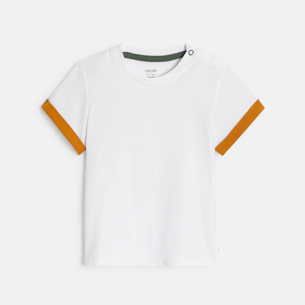 Salopette courte rayée et t-shirt marron bébé garçon