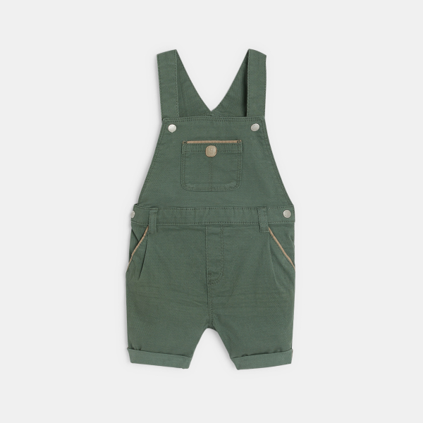 Salopette courte verte et polo bébé garçon