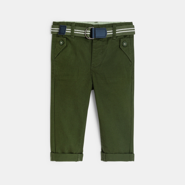 Baby boy's green cotton straight-cut trousers
