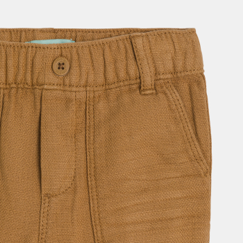 Baby boy's brown cotton and linen trousers