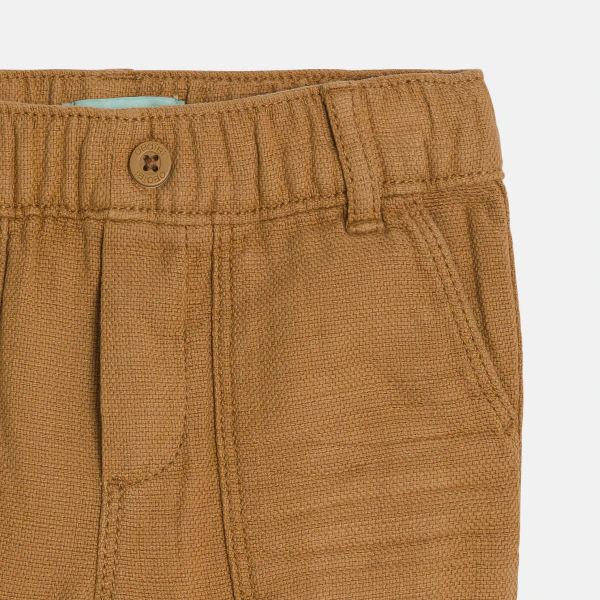 Pantalon lin et coton marron bébé garçon
