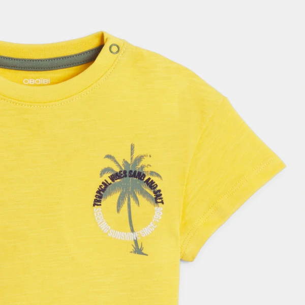T-shirt manches courtes palmier jaune bébé garçon