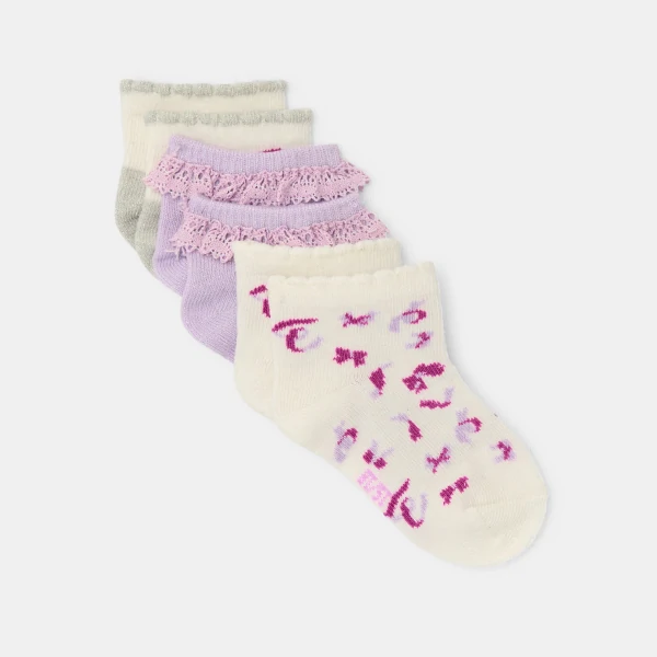 Baby girl's mauve bow print socks (set of 3)
