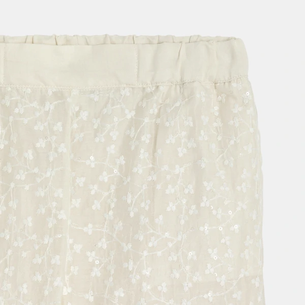 Pantalon large brodé blanc Fille