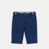 Boy's slim-fit navy blue canvas Bermuda shorts