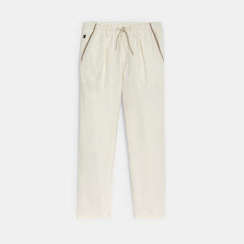 Boys' ecru elasticated carrot-cut trousers