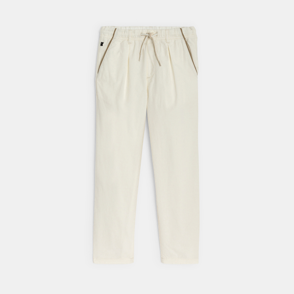 Boys' ecru elasticated carrot-cut trousers