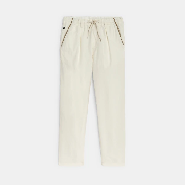 Pantalon carrot élastiqué écru Garçon