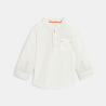 Baby boy's white textured cotton shirt with Henley collar