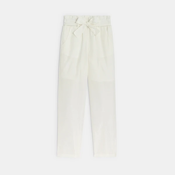 Pantalon droit paper bag blanc Fille