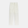 Girl's white paper bag style straight-cut trousers
