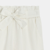 Girl's white paper bag style straight-cut trousers