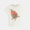 Baby boy's white piqué fabric T-shirt with falcon design