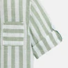 Chemise lin et coton rayée manches retroussables vert bébé garçon