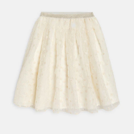 Jupe évasée brodée blanc Fille
