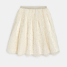 Girl's white embroidered flared skirt