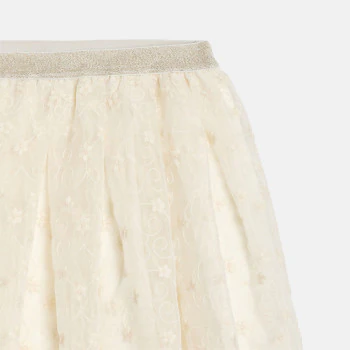 Jupe évasée brodée blanc Fille