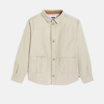 Surchemise en toile unie beige Garçon