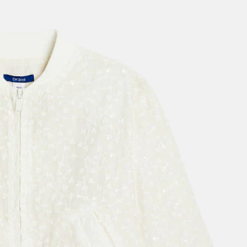 Blouson bomber brodé blanc Fille