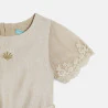 Combi longue irisée manches courtes brodées beige bébé fille